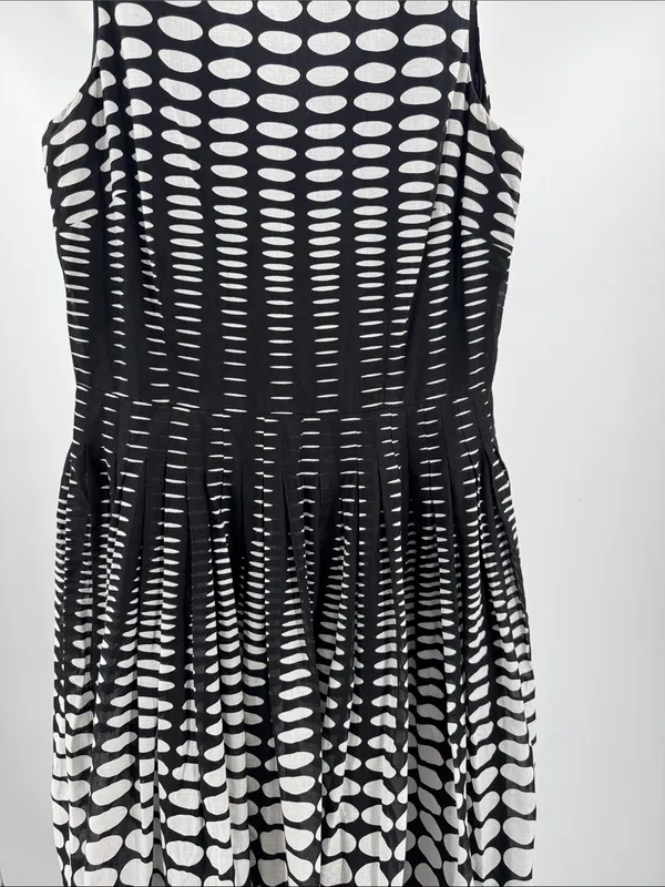 Talbots Black and White Polka Dot knee length Dress 8 cotton career party event - Image 9