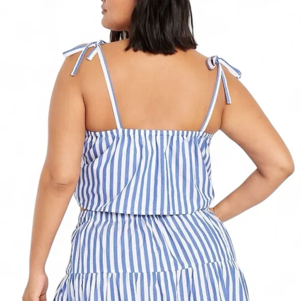 Old Navy Blue White Striped Two Piece Skirt Set XL NWT Cotton Poplin Summer - Image 9