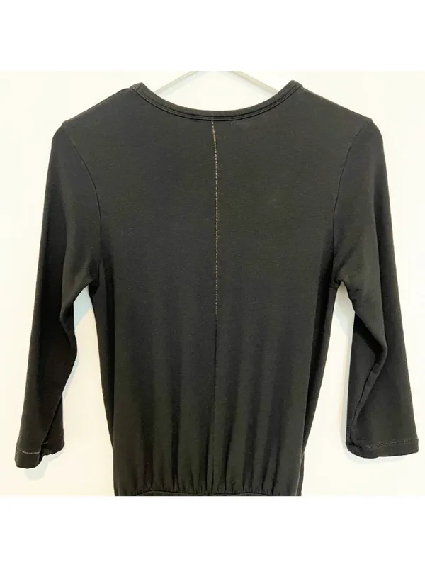Sundry Ruched Blouson Dress‎ Size XS Black Gold Thread Stretch Knit Mini Capsule - Image 10