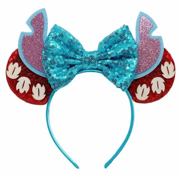 NEW Mouse Ear Headband Lilo & Stitch Disney Hawaiian Movie Theme Glitter Sequin - Image 3