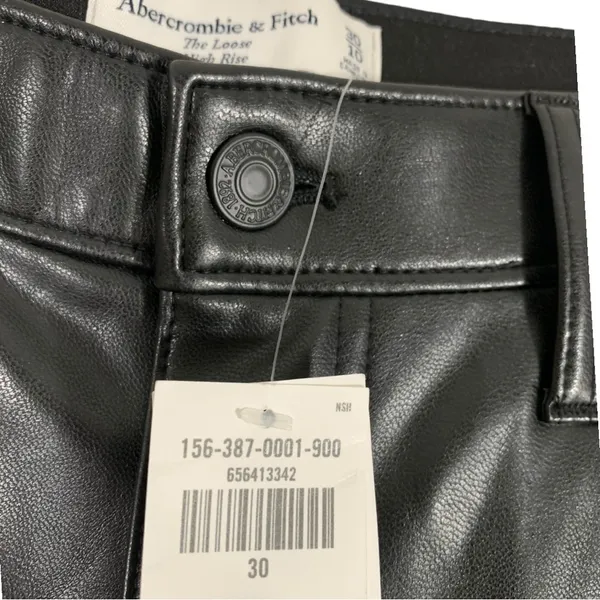 NEW Abercrombie & Fitch The Loose High Waist Faux Leather Pants Size 30 - Image 9