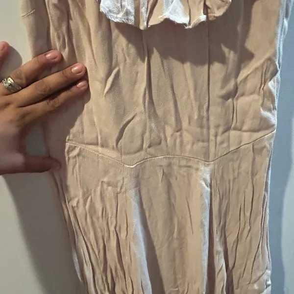 Reformation Beige Ruffle-Neck Maxi Dress - Image 3