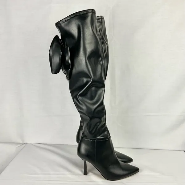Gianni Bini Delilah Black Boots Sz 6 Bow Back Stretch Over-the-Knee New - Image 5