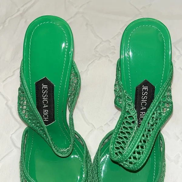 Jessica Rich Green Fish Net Slip-on Pump Shoes(Size 38) - Image 10