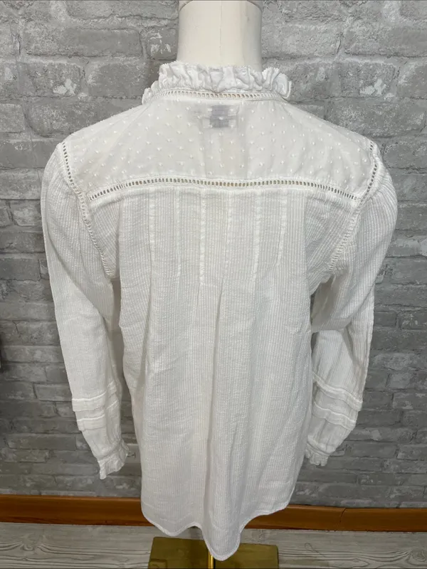 Faherty Ivory Ruffle Collar Button-Front Blouse - Image 4