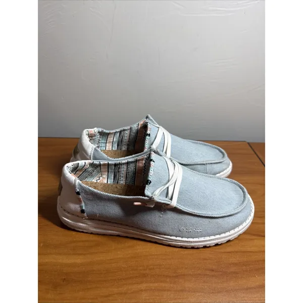Hey Dude Wendy Boho Light Denim Women's Size US 9 Slip On Loafers - Image 5