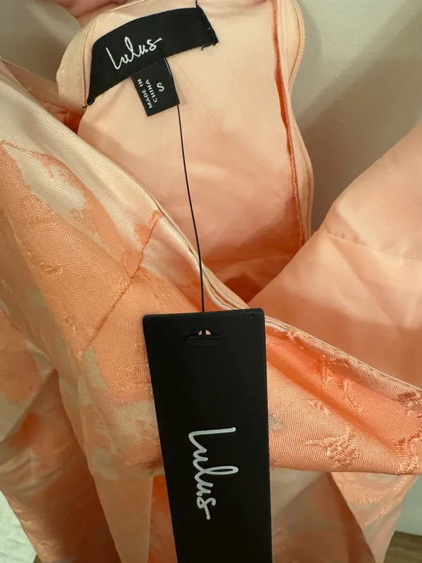 NWT Lulus Laurelin Blush Floral Jacquard Pleated Strapless Maxi Dress | Size S - Image 3