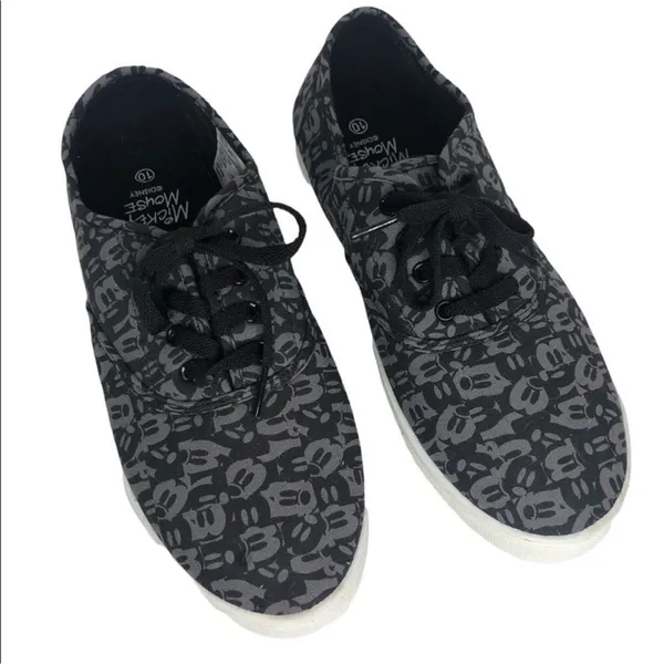 Disney Mickey Mouse Canvas Sneakers Size 10 Black Grey Retro Streetwear Shoes - Image 10