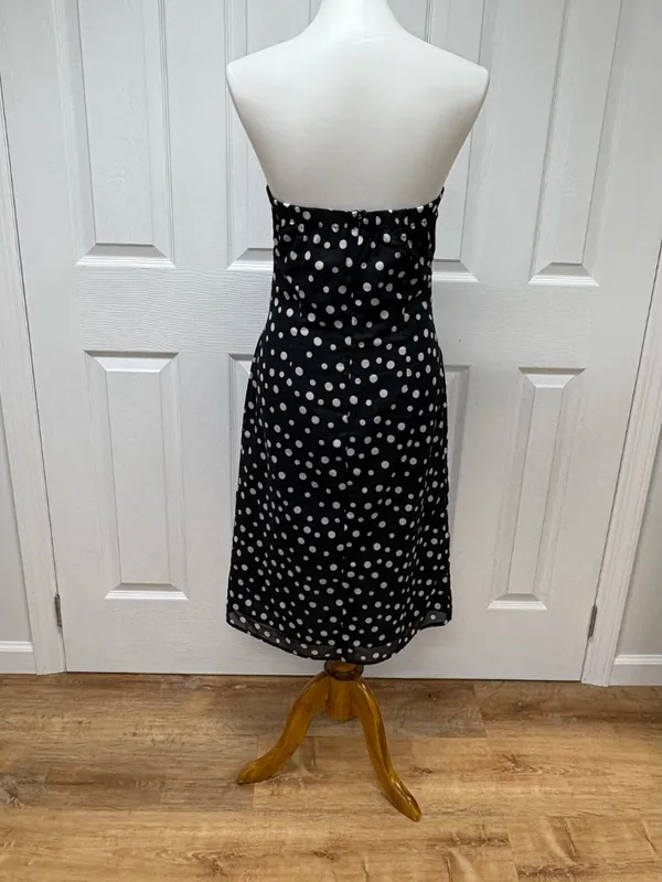 Jill Michelle Black Ad‎ White Polka Dot Strapless Midi Dress - Size 8. - Image 2