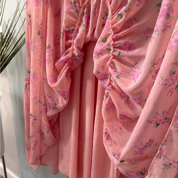 LoveShackFancy Pink Floral Midi Dress - Image 9