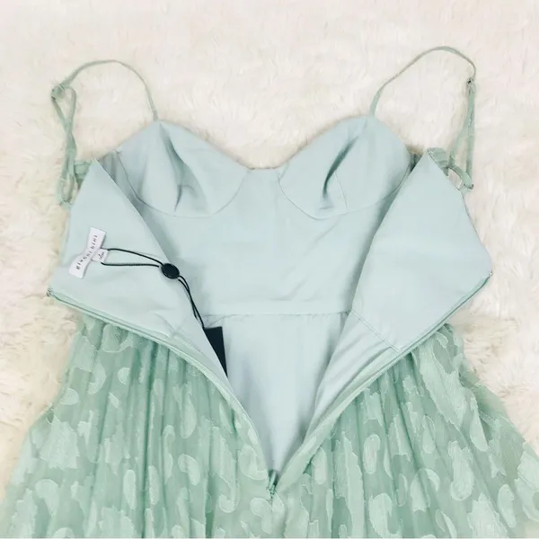 GIANNI BINI Sage Green Tiered Corset Midi Dress Cocktail Party Formal Size 2 New - Image 9