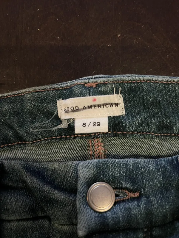 Good American Jeans Womens 8/29 Blue High Rise Bootcut Distressed Frayed Denim - Image 8