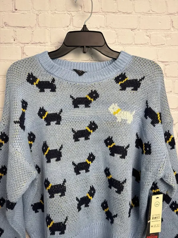 Stranger things no boundaries large light blue sweater new novelty dog print - Image 2