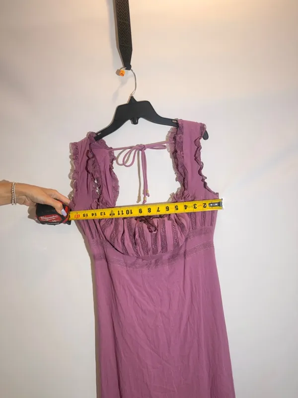 NWT Free People Moon Eyes Navy Lace Smocked Tie Waist Boho Midi Dress Size S - Image 6