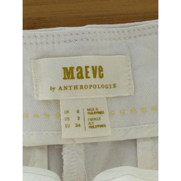 Anthropologie Maeve Pleated Shorts Size 2 White High Waist Cotton Stretch - Image 3
