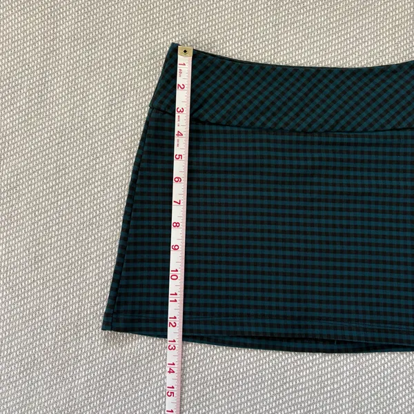 Low Rise Blue Black Plaid Gingham Check y2k Micro Mini Skirt Sz Xs - Image 5