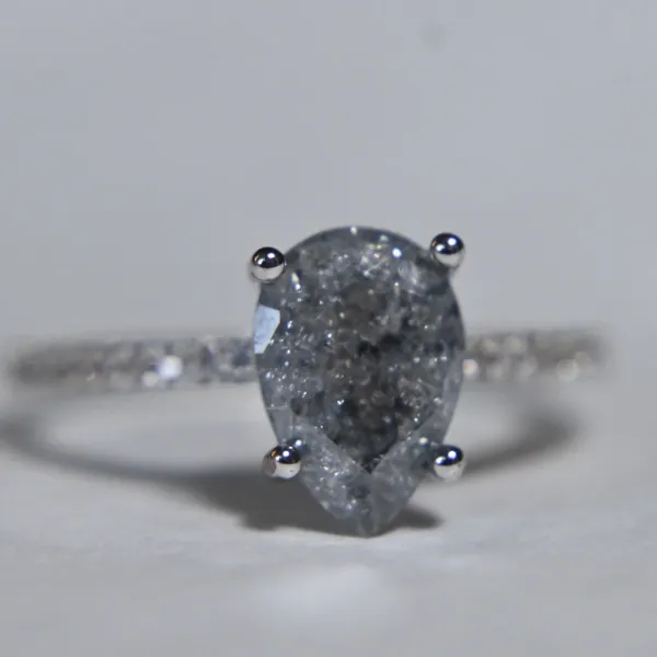 Dazzling Silver Teardrop Pear Shape Ring 7 new gift Black Quartz formal bride - Image 5