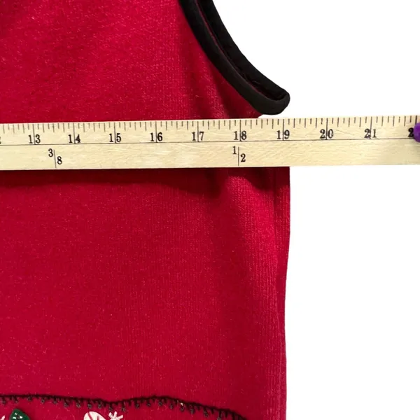 Woolrich Sweater Vest Womens Medium Red 100% Lambswool‎ Holiday Christmas Zip Up - Image 7