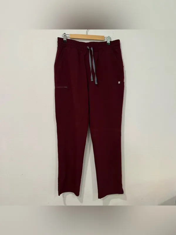 Figs Yola High Waisted Pant in Burgundy L Tall - Image 2