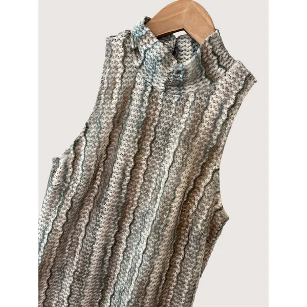 Skies Are Blue Crochet Mock Neck‎ Sleeveless Maxi Dress 96225 Beige XS NEW - Image 7