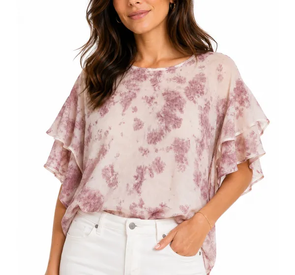 Style Envy pink & white tie-dye blouse - Image 2