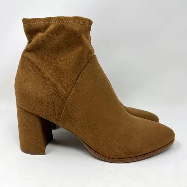 Marc Fisher Dyvine‎ Pointy Toe Block Heel Booties Tan Brown Suede Zip Size 10 - Image 2