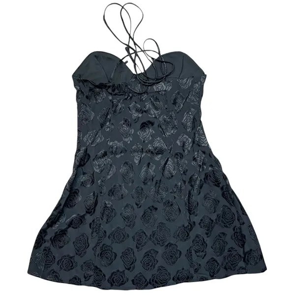NWT For Love & Lemons Women’s Black Melody Mini Dress Size Medium and necklace - Image 4
