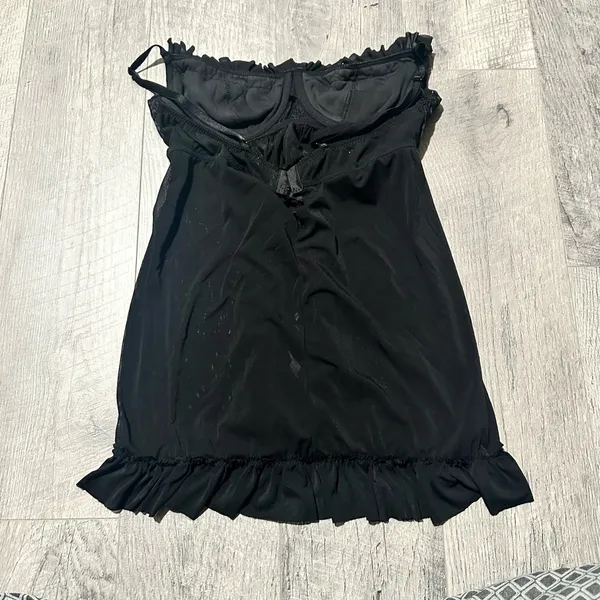 Dreamgirl Women's Lace Ruffle Sheer Lingerie Ribbon Detailed Strap large chiffon - Image 4