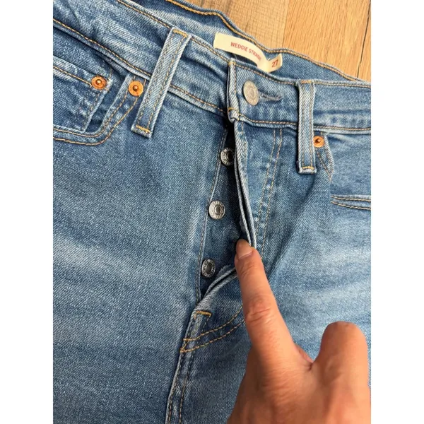 Levi's Wedgie Straight Jeans Women 27 W27 L28 High Rise Button Fly Blue Denim - Image 4