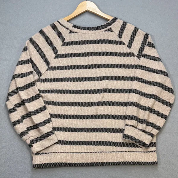 143 Story by Line Up Womens Beige Black Striped Sweater Size Large Made in‎ USA - Image 3