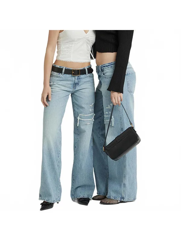 Pacsun Casey Low Rise Baggy Jeans Ripped Indigo NWT Size 27 - Image 8