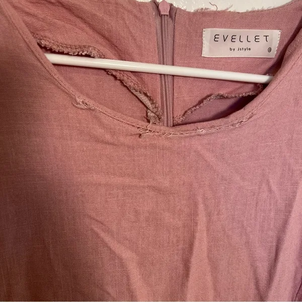 Evelett‎ J Style Women's Midi Fit & Flare Dress Short Sleeve Light Pink Crewneck - Image 9