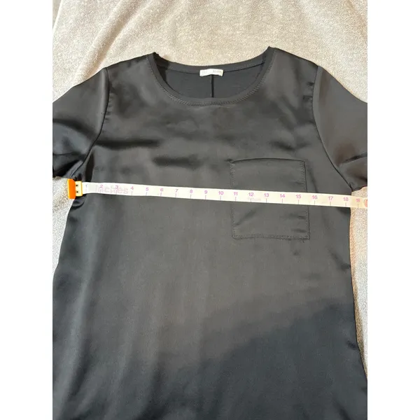 Zara Size Medium Women Black Short Sleeve Mini Dress Pocket Causal Crew Neck‎ - Image 4