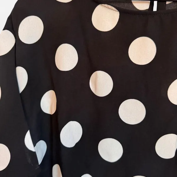 MNG Casual Mango Black & White Polka Dot Blouse Size M Workwear - Image 4