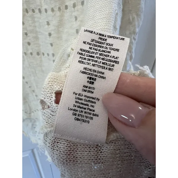 Free People "Summer Lovin" Linen Blend Frayed Trim Top Blouse Size XS $128‎ - Image 8