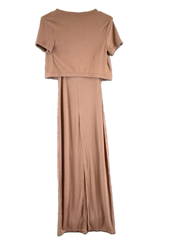 WILD FABLE Brown Rib-Knit Maxi Dress & Cropped Cardigan 2-Piece Set XS NWT - Image 6