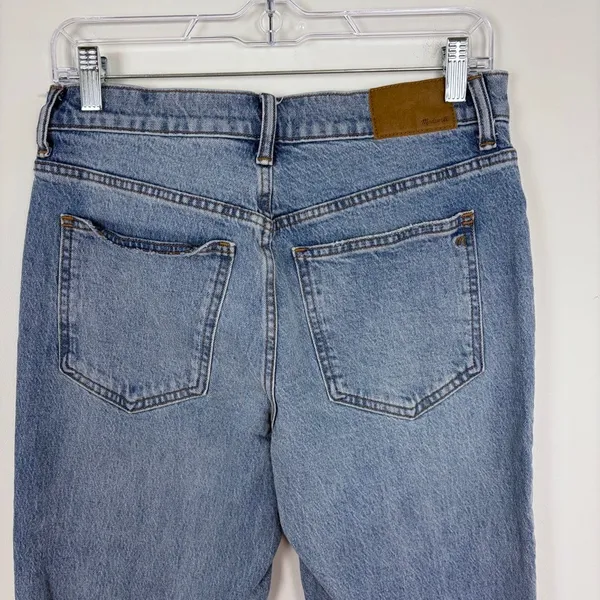 Madewell Mid-Rise 90s Straight Leg Jeans Blue Denim Released Hem‎ Boho Size 27 - Image 7