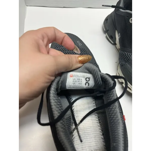 ON Women's Cloudflyer Running Sneaker Shoes Black White Size 6 Medium - Image 8