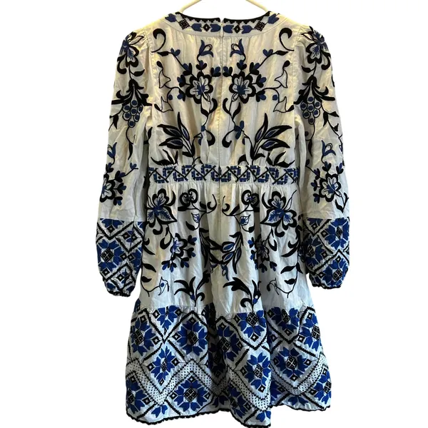 By Anthropologie embroidered sweetheart mini dress boho size 0 artsy - Image 3