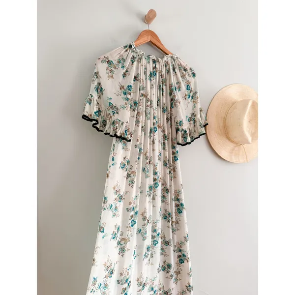 Tuckernuck | Tnuck‎ Beach | Coverup Delphinium Bloom Maxi Cassis Caftan | Sz S - Image 11