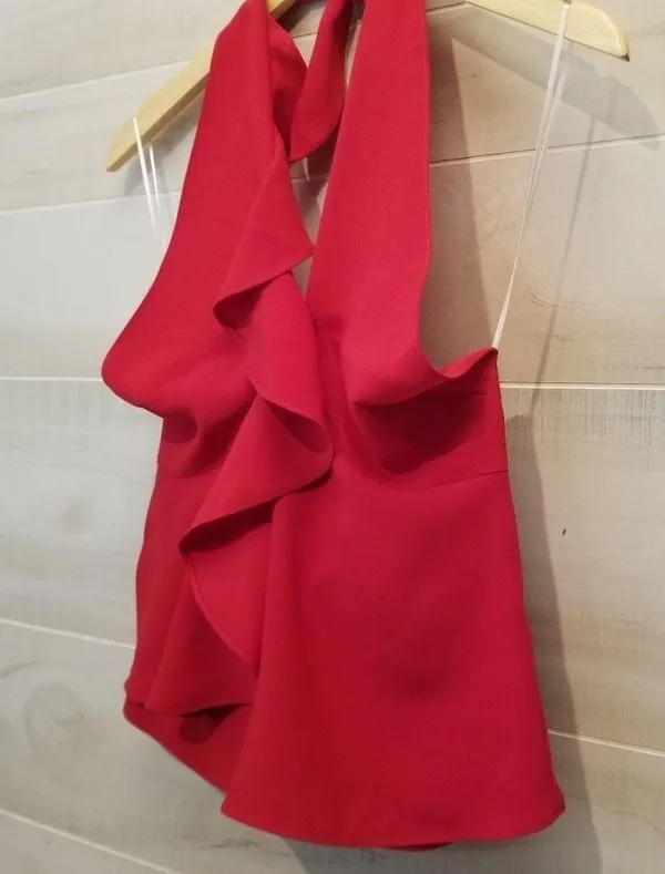{XS} Amanda Uprichard New York Cabo Halter Top In Scarlet - Image 4