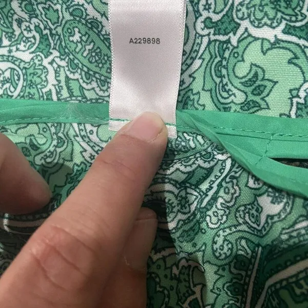 Dennis Basso Women's Sz XXS Water Resistant Button‎ Front Jacket Green Paisley - Image 7