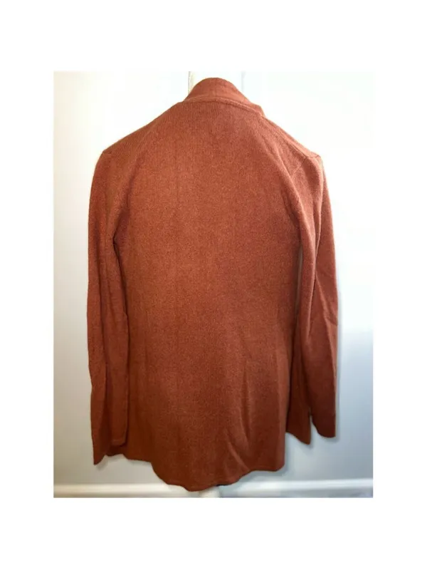 100% Cashmere Orange Cardigan Sweater SMALL - Image 3