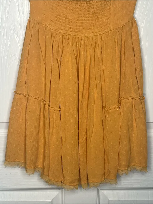 Free People Sz XS Strapless Mustard Yellow Mini Dress - Image 6