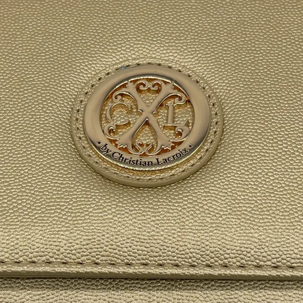 CXL by Christian Lacroix Paris Caviar Clutch Gold Metallic Minimal Glam‎ Chic - Image 3