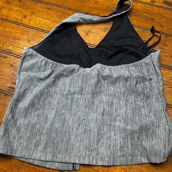 Obe Womens Gray Space Dye Halter Top Built-in Shelf Bra Front Slit Size‎ M USA - Image 2