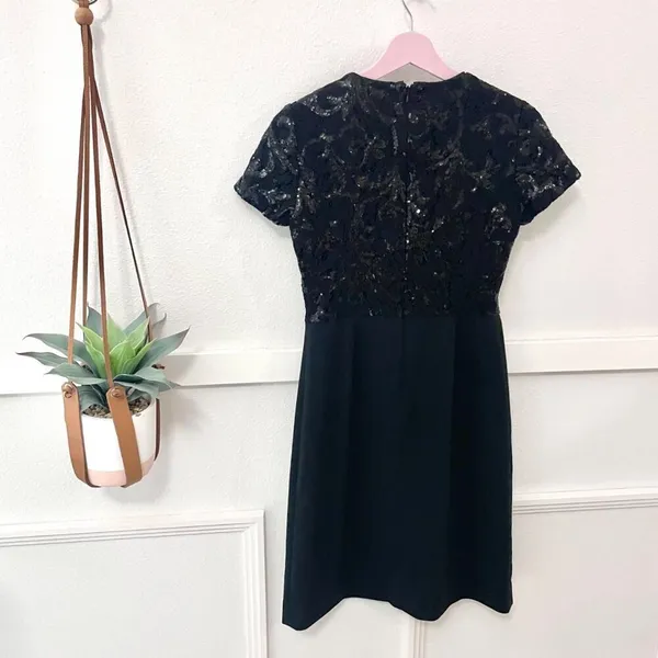 Brooks Brothers Black Short Sleeve Cocktail Sequins Dress 2 Elegant Timeless - Image 7