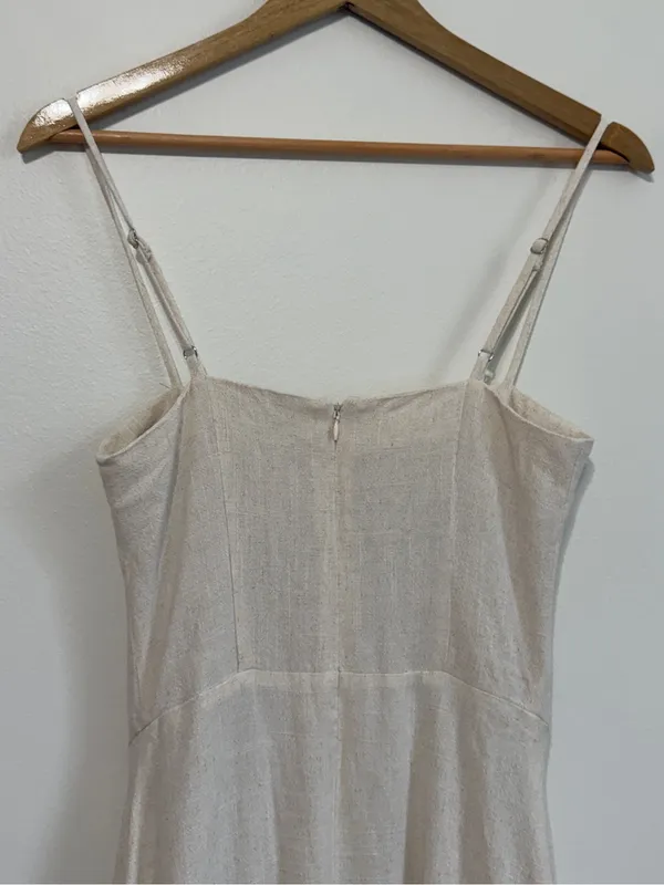 PEPPERMAYO Angelina Linen Maxi Dress Size XS / 2 Cream Oatmeal Summer Beach boho - Image 9