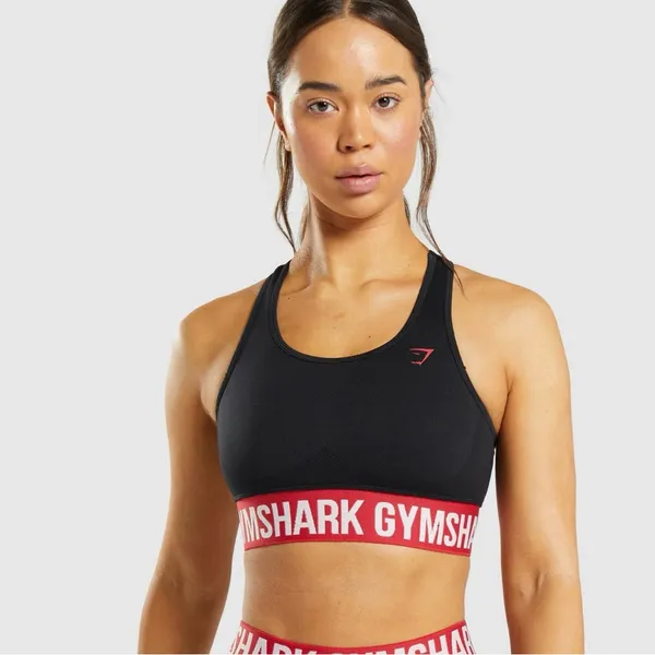 Gymshark Flex Sports Bra Black and Red Women’s Size Small - Image 9