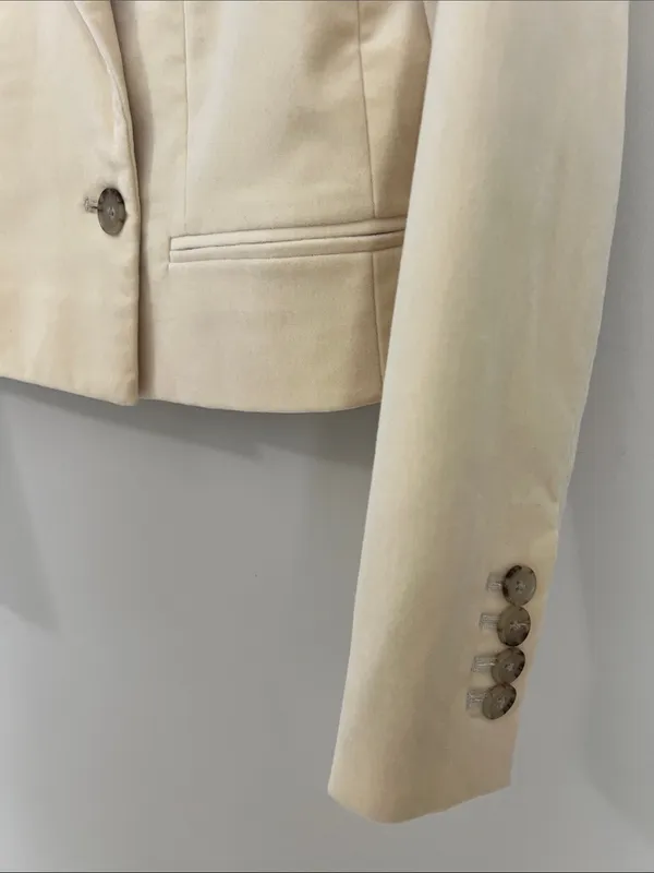 J.Crew cropped Double-Breasted Blazer in Stretch Velvet Size‎ 0 - 2 - Image 5